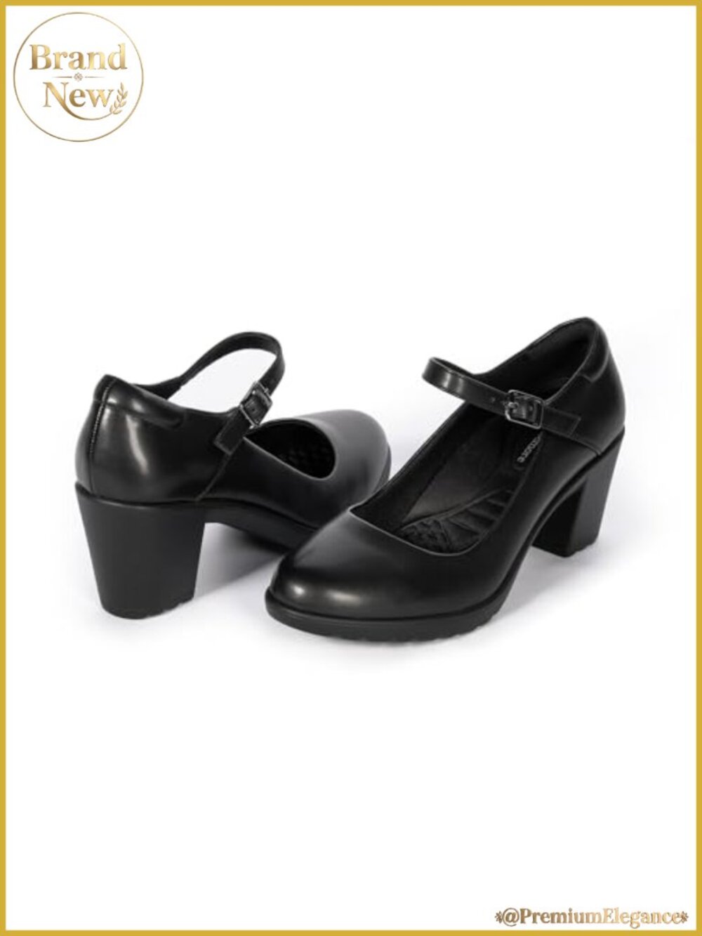 Mary Jane Heels with Arch Support, Closed Round Toe Chunky Pumps for Women,